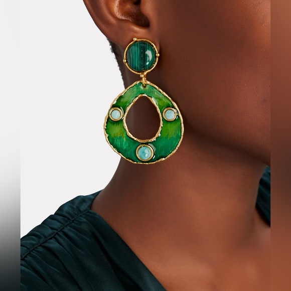 🌺🎉HP🎉🌺 NWT Sylvia Toledano Thalita Turquoise Hoop Earrings - Picture 14 of 15
